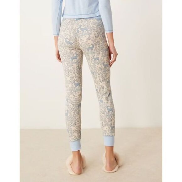 Free People Chill Evening Fairisle Pajamas Pants size S Cream Blue - Picture 2 of 8